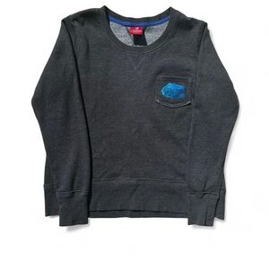 Colosseum Charcoal Crewneck Sweatshirt with Teal Pocket Patch